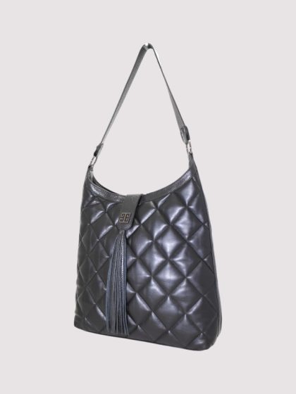 AMALTHIA - CAPITONE Large Rhombus – Μαύρο - Hobo Τσάντα