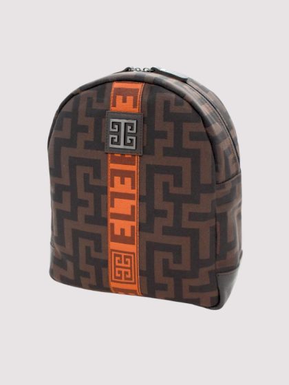 CLEO - CLASSIC Pattern - Brown Tonal - EL Orange/Brown Strap - Backpack