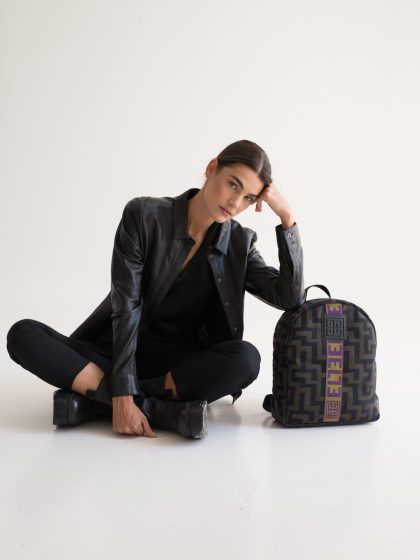CLEO - CLASSIC Pattern - Olive/Black - EL Olive/Purple Strap - Backpack