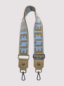 AMMOS - CLASSIC Pattern - Μπεζ/Μαύρο - EL Ιμάντας - Τσάντα Ώμου - EL LOGO – Γαλάζιο/Σκούρο Μπεζ