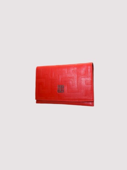EROS - Embossed LEATHER - CLASSIC Pattern - Red - Clutch