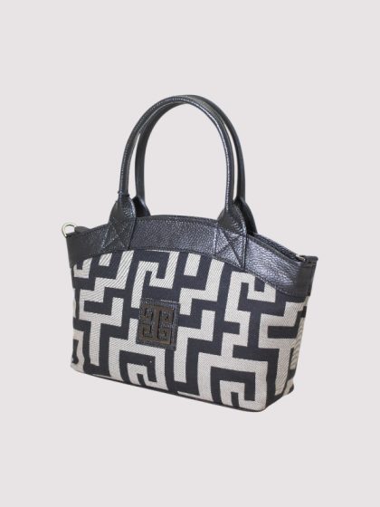 FEDRA - CLASSIC Pattern - Εκρού Διαγωνάλ/Μαύρο - Τσάντα Tote