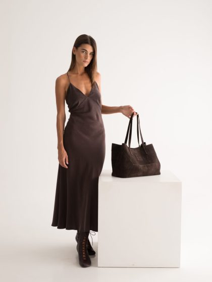 FENIA - Suede LEATHER - Brown - Shoulder Bag