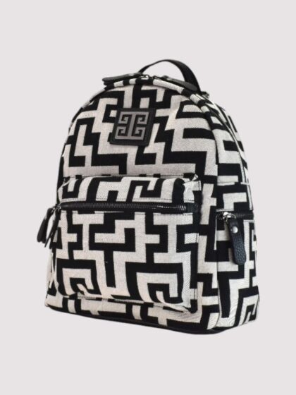 IKAROS Small - CLASSIC Pattern - Ecru Diagonal/Black - Backpack