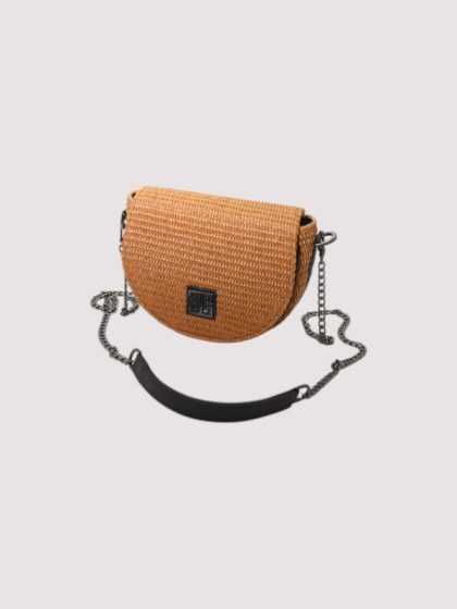 IVI Mini - RAFFIA - Tobacco - Chain Strap - Mini Bag
