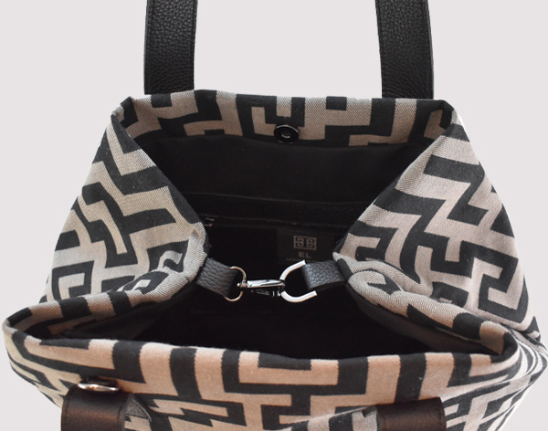 AMMOS - CLASSIC Pattern - Μπεζ/Μαύρο - EL Ιμάντας - Τσάντα Ώμου