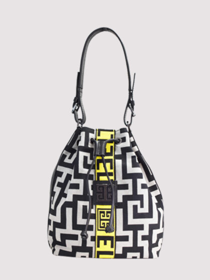 ARTEMIS - CLASSIC Pattern - Εκρού Διαγωνάλ/Μαύρο - EL Κίτρινος/Μαύρος Ιμάντας - Πουγκί