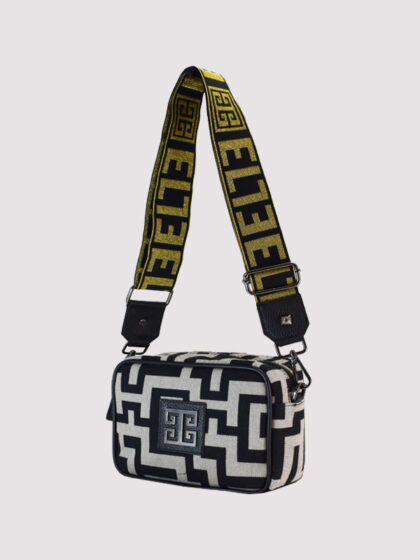 CHRONOS - CLASSIC Pattern - Εκρού Διαγωνάλ/Μαύρο - EL Ιμάντας - Τσάντα Χιαστί