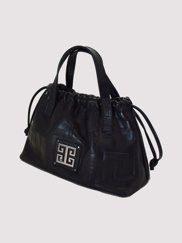 KLELIA - Ανάγλυφο ΔΕΡΜΑ - CLASSIC Pattern - Μαύρο - EL Ιμάντας - Τσάντα Χειρός