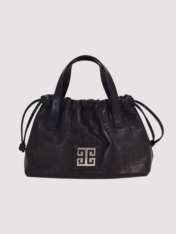 KLELIA - Ανάγλυφο ΔΕΡΜΑ - CLASSIC Pattern - Μαύρο - EL Ιμάντας - Τσάντα Χειρός