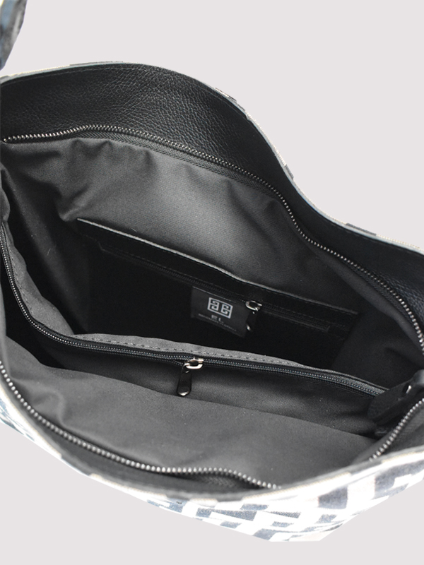 MINOS - CLASSIC Pattern - Γκρι Διαγωνάλ/Μαύρο - EL Ιμάντας - Hobo Τσάντα