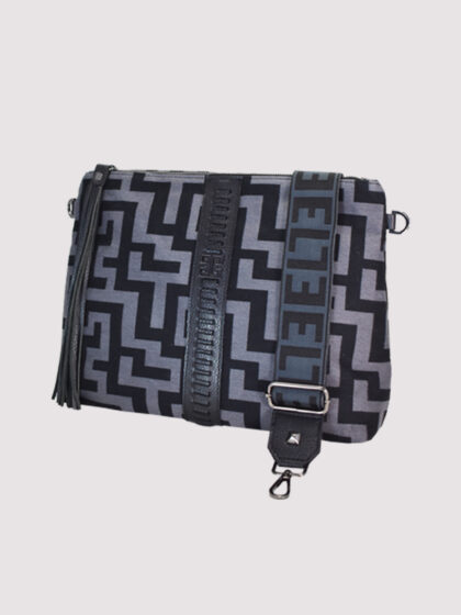 NEFELI K - CLASSIC Pattern - Γκρι/Μαύρο - EL Ιμάντας - Τσαντάκι Ώμου