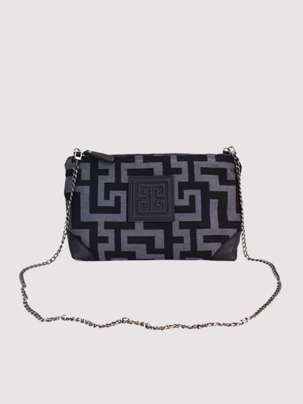REA CHAIN - CLASSIC Pattern - Γκρι/Μαύρο - Τσαντάκι Ώμου