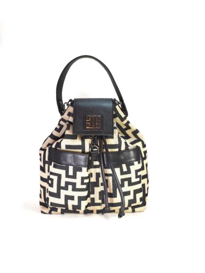 MYTHOS - CLASSIC Pattern - Μπεζ/Μαύρο - Σακίδιο Πλάτης