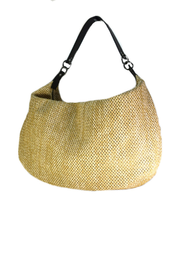 NYX - Ψάθα - Μπεζ - EL Ιμάντας Καφέ/Μαύρο  - Τσάντα Ώμου