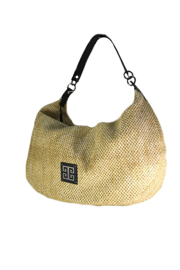 NYX - Ψάθα - Μπεζ - EL Ιμάντας Καφέ/Μαύρο  - Τσάντα Ώμου