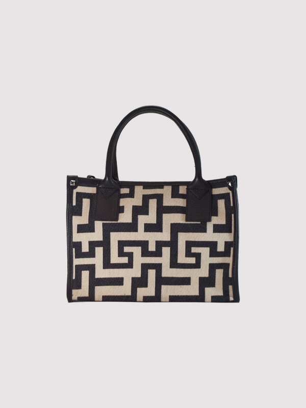 AKTI Small - CLASSIC Pattern - Μπεζ/Μαύρο - EL Ιμάντας - Τσάντα Tote