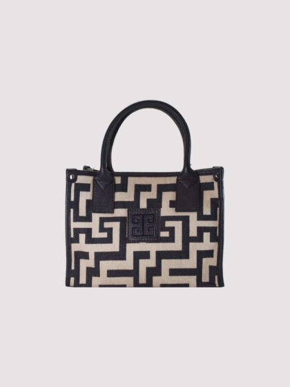AKTI Small - CLASSIC Pattern - Μπεζ/Μαύρο - EL Ιμάντας - Τσάντα Tote