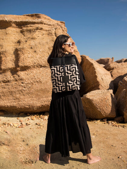 APOLLON - CLASSIC Pattern - Εκρού/Μαύρο - Σακίδιο Πλάτης