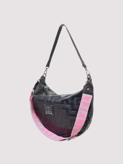 ARIA - Ανάγλυφο ΔΕΡΜΑ - CLASSIC Pattern - Μαύρο - EL Ιμάντας - Hobo Τσάντα