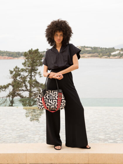 EMMELIA - CLASSIC Pattern - Εκρού/Μαύρο - EL Ιμάντας - Τσάντα Tote