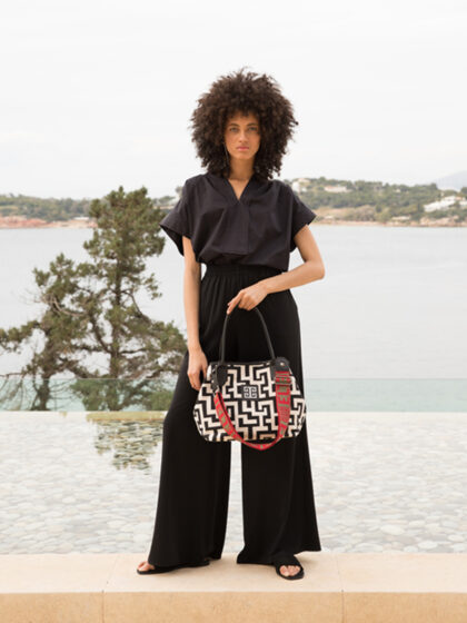 EMMELIA - CLASSIC Pattern - Εκρού/Μαύρο - EL Ιμάντας - Τσάντα Tote