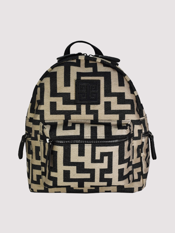 IKAROS SMALL - CLASSIC Pattern - Μπεζ/Μαύρο - Σακίδιο Πλάτης
