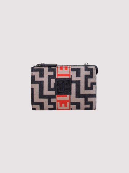 KRIOS - CLASSIC Pattern - Μπεζ/Μαύρο - EL Κόκκινο/Μπεζ Ιμάντας - Τσάντα Χιαστί