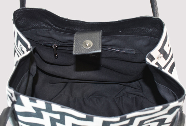 LITO - CLASSIC Pattern - Εκρού/Μαύρο - EL Ιμάντας - Τσάντα Ώμου