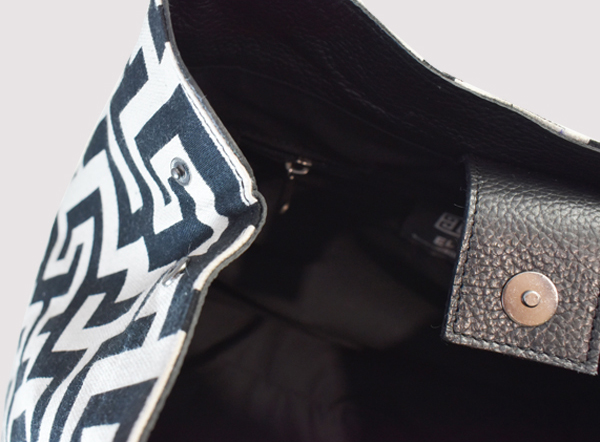 LITO - CLASSIC Pattern - Εκρού/Μαύρο - EL Ιμάντας - Τσάντα Ώμου